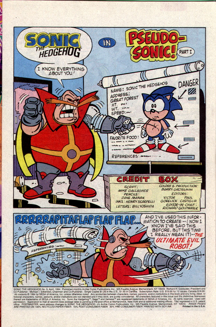 Sonic - Archie Adventure Series April 1994 Page 1